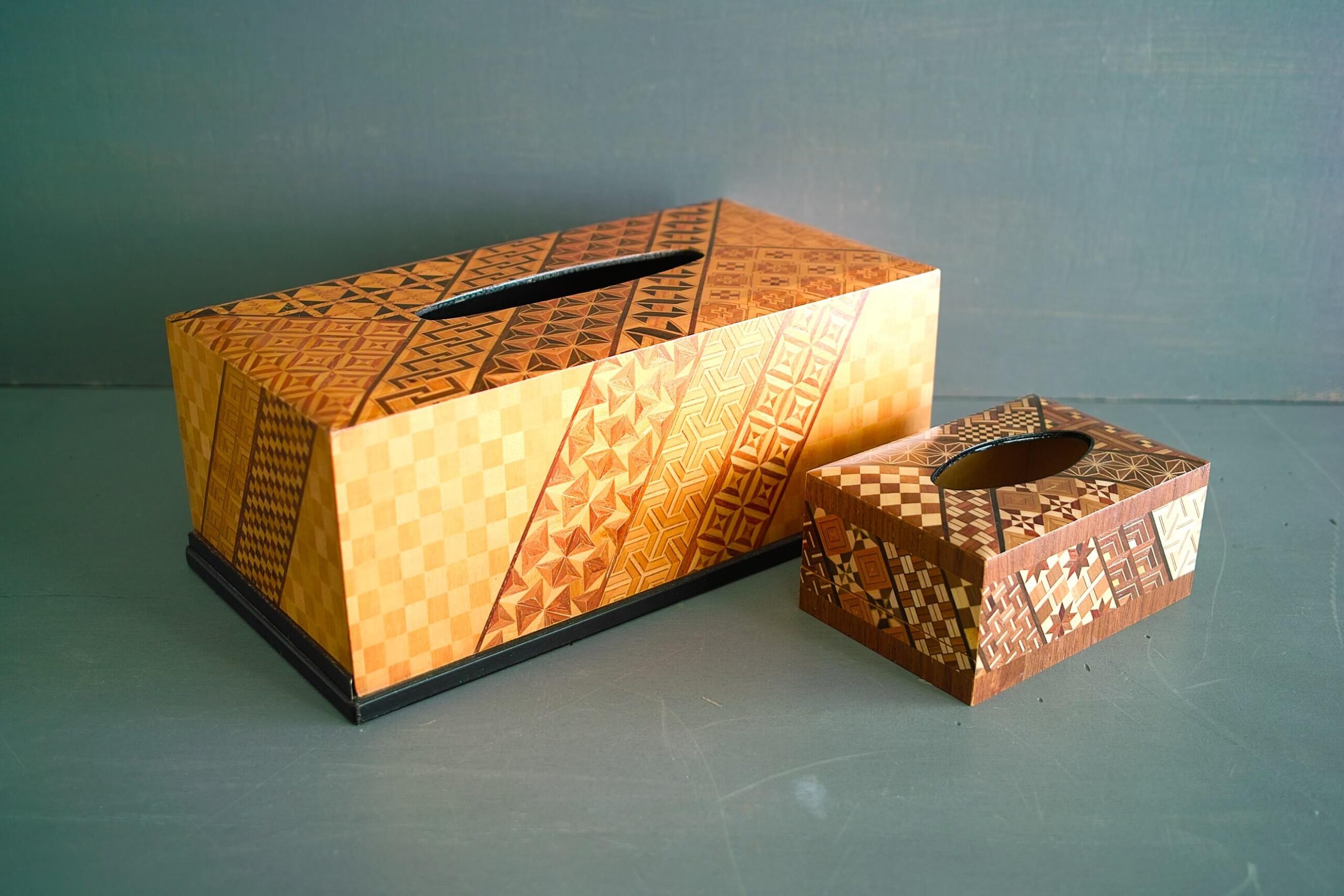 No.8254「日本の工芸品：寄木細工のポケットティッシュボックス」SOLD 