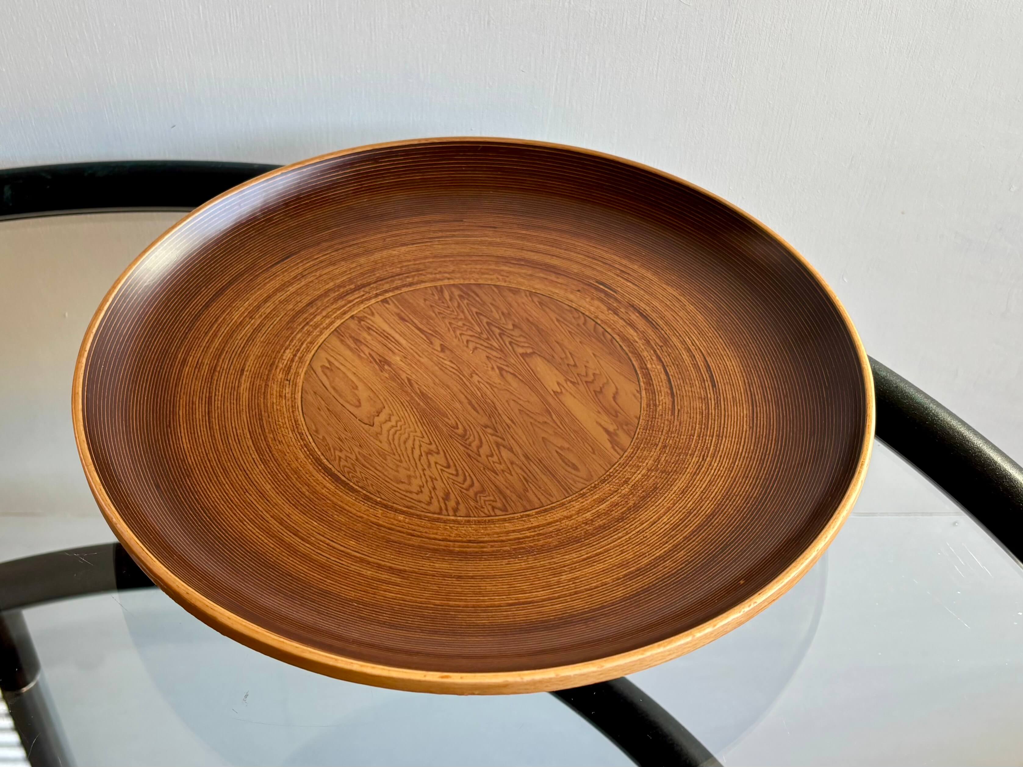 No.12724「日本の工芸品：BUNACO（ブナコ）高台 トレイ」直径27cm