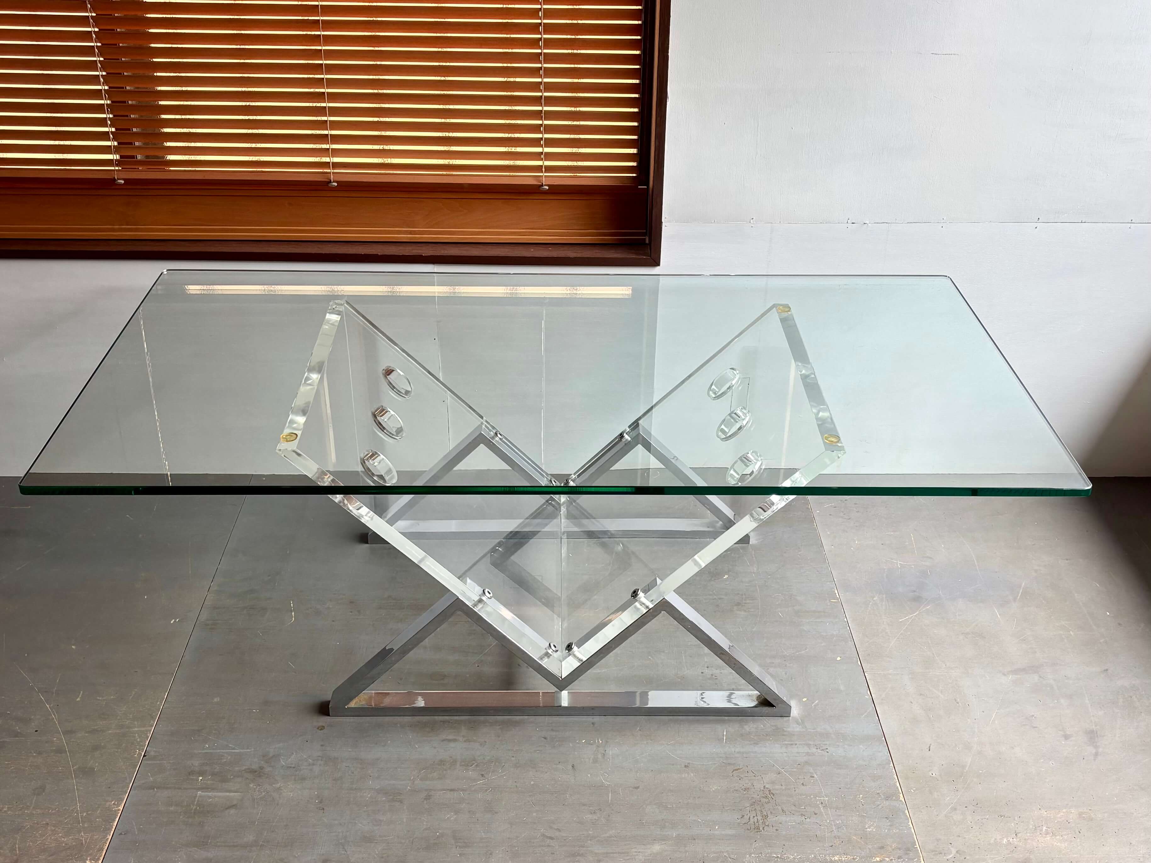 No.12836「センターテーブル:ガラス × アクリル × スチール」120×65cm - 画像 (2)