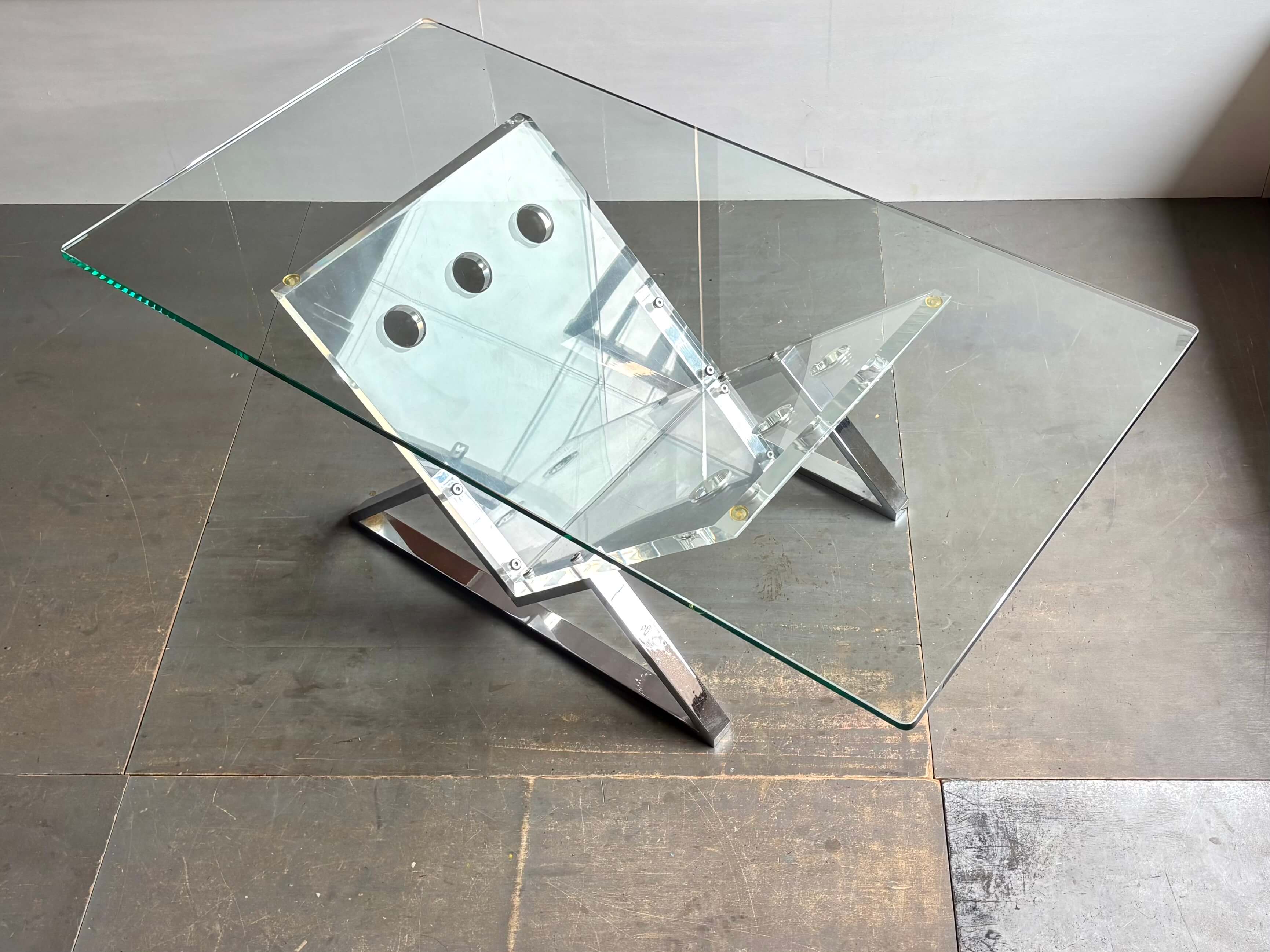 No.12836「センターテーブル:ガラス × アクリル × スチール」120×65cm - 画像 (3)