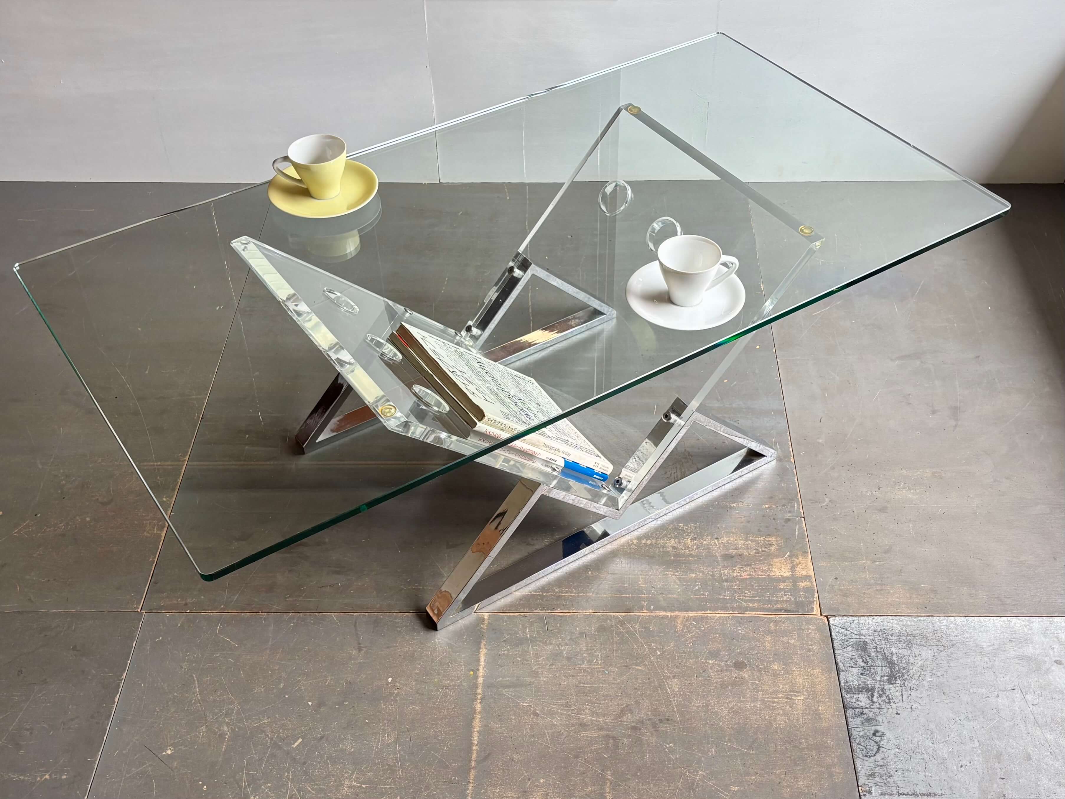 No.12836「センターテーブル:ガラス × アクリル × スチール」120×65cm - 画像 (6)